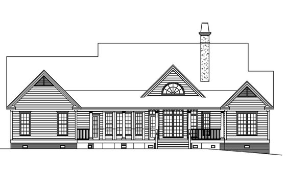 Exterior - Rear Elevation for Country House Plan #929-20 - 4 bed, 3 bath