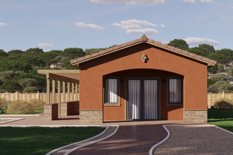 House Blueprint - Exterior - Front Elevation 4 for Mediterranean House Plan #1106-89 - 1 bed, 1 bath
