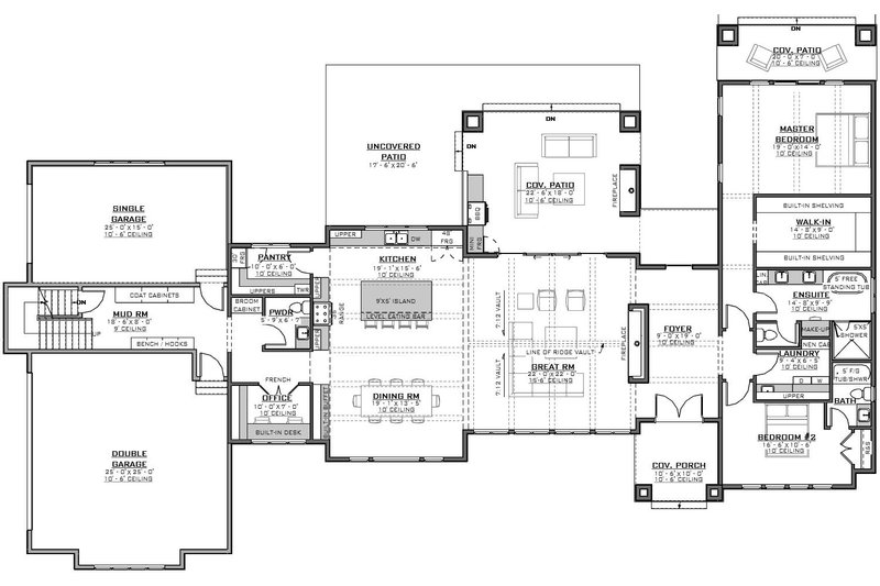Dream House Plan - Floor Plan - Main Floor for Farmhouse House Plan #1086-22 - 4 bed, 4.5 bath