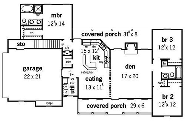 Farmhouse style, country design house plan