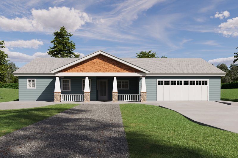 Craftsman Style House Plan - 3 Beds 2 Baths 1396 Sq/Ft Plan #1106-177 Exterior