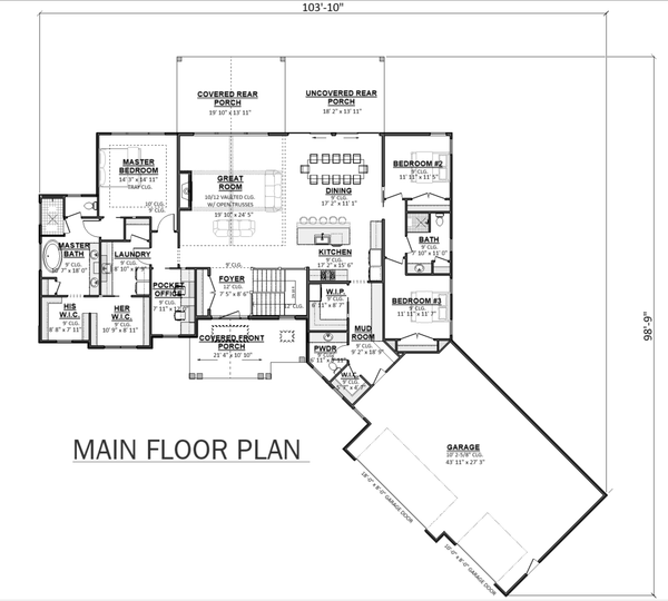 Home Plan - Floor Plan - Main Floor for Country House Plan #1089-69 - 3 bed, 2.5 bath