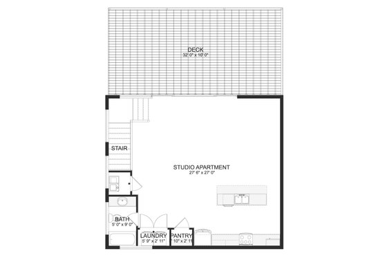Floor Plan - Upper Floor for Modern House Plan #1060-117 - 1 bed, 1.5 bath