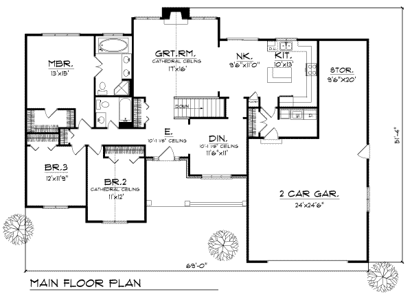 Home Plan - Traditional Floor Plan - Main Floor Plan #70-209