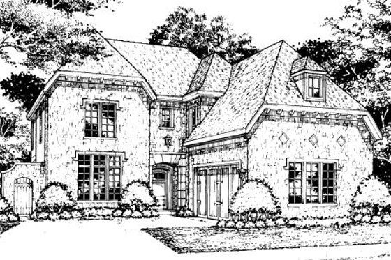 Exterior - Front Elevation for European House Plan #141-365 - 3 bed, 3.5 bath