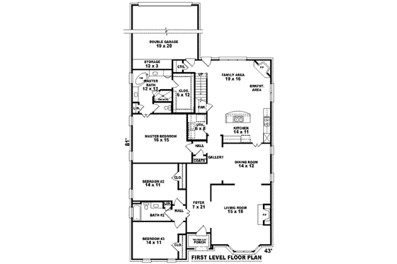 Floor Plan - Main Floor for European House Plan #81-1219 - 3 bed, 2 bath