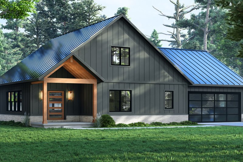 House Blueprint - Barndominium Exterior - Front Elevation Plan #1064-300