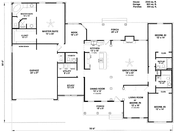 Home Plan - Traditional Floor Plan - Main Floor Plan #14-160