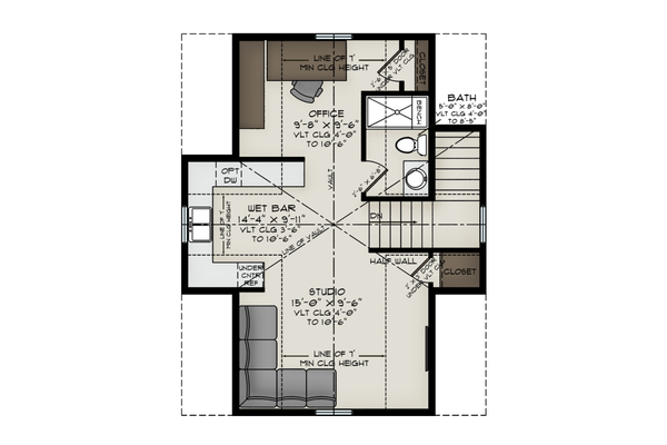 Floor Plan - Upper Floor for Farmhouse House Plan #1108-3 - 1 bed, 1 bath