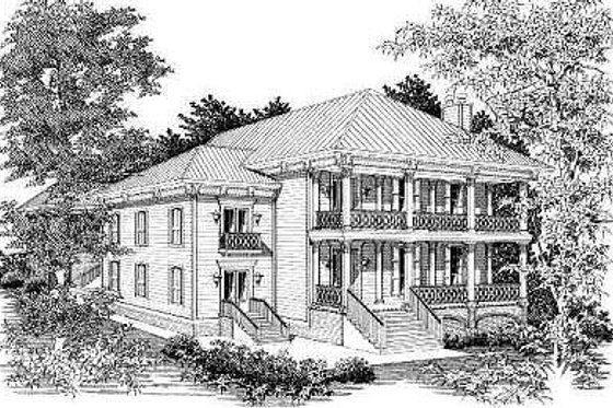 Exterior - Front Elevation for Southern House Plan #329-318 - 4 bed, 4.5 bath