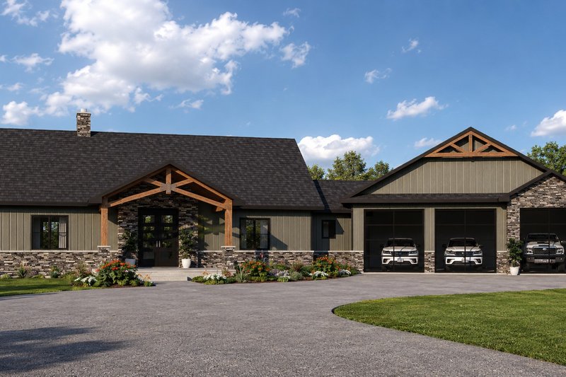 House Blueprint - Exterior - Front Elevation 3 for Craftsman House Plan #1064-513 - 2 bed, 2.5 bath