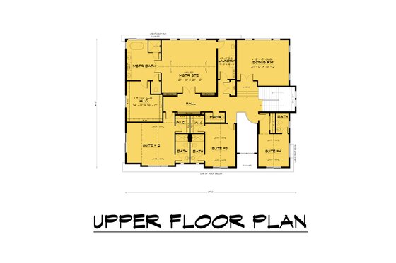 Floor Plan - Upper Floor for Contemporary House Plan #1066-178 - 6 bed, 6 bath