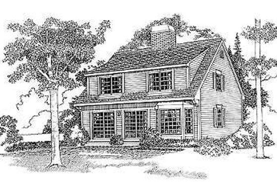 Exterior - Rear Elevation for Colonial House Plan #72-114 - 3 bed, 2.5 bath
