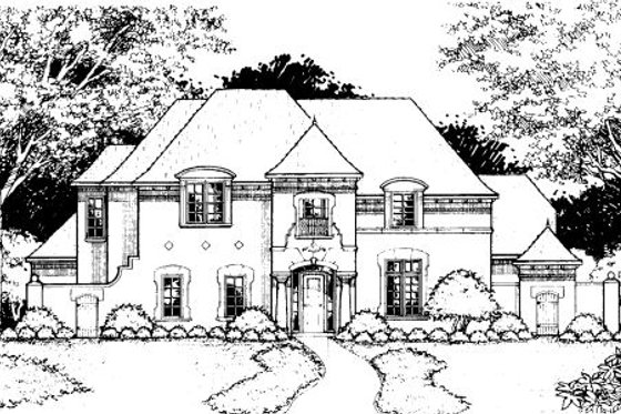 Exterior - Front Elevation for European House Plan #141-363 - 5 bed, 4.5 bath
