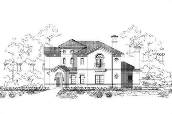Exterior - Front Elevation for European House Plan #411-630 - 4 bed, 4.5 bath
