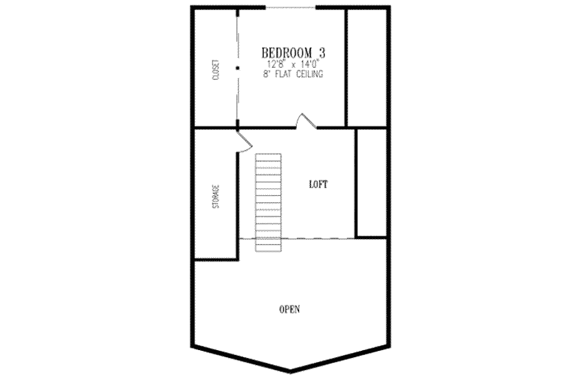 Dream House Plan - Floor Plan - Upper Floor for Modern House Plan #1-237 - 3 bed, 1 bath