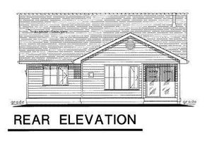 Exterior - Rear Elevation for Ranch House Plan #18-1029 - 3 bed, 2 bath