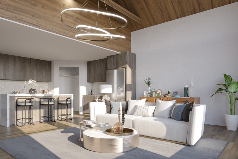 House Plan Design - Interior - Family Room 2 for Farmhouse House Plan #54-440 - 2 bed, 2.5 bath