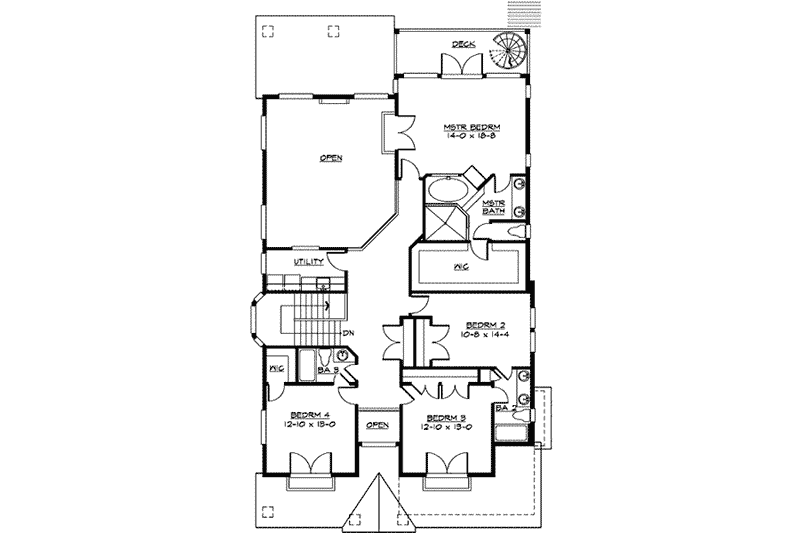 Home Plan - Floor Plan - Upper Floor for Craftsman House Plan #132-131 - 4 bed, 4.5 bath