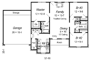 Floor Plan - Main Floor for Cottage House Plan #329-162 - 3 bed, 2 bath
