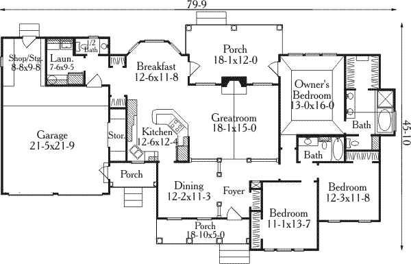 Architectural House Design - European Floor Plan - Main Floor Plan #406-209