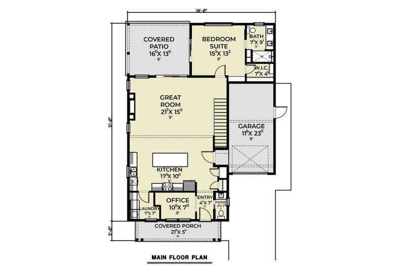 Dream House Plan - Floor Plan - Main Floor for Farmhouse House Plan #1070-242 - 3 bed, 2.5 bath