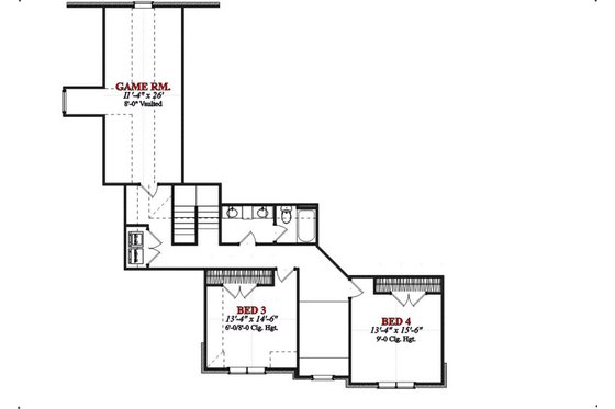Floor Plan - Upper Floor for European House Plan #63-212 - 4 bed, 3.5 bath