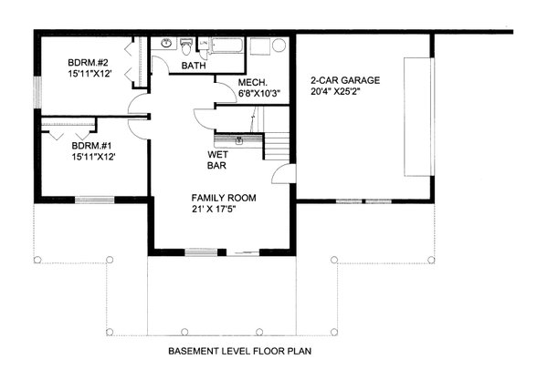 House Plan Design - Floor Plan - Lower Floor for Craftsman House Plan #117-1106 - 3 bed, 2.5 bath