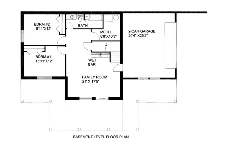 House Plan Design - Floor Plan - Lower Floor for Craftsman House Plan #117-1106 - 3 bed, 2.5 bath