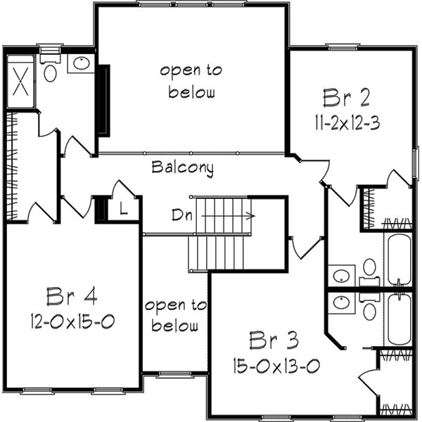 European Floor Plan - Upper Floor Plan #57-130