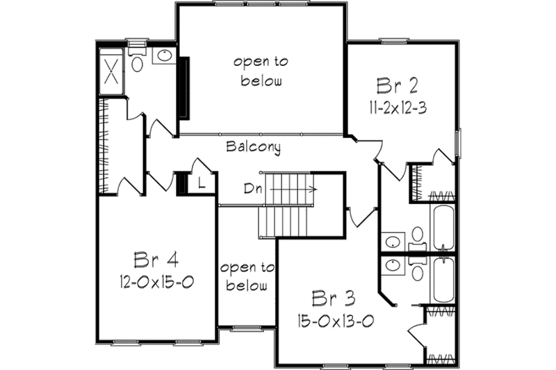Architectural House Design - Floor Plan - Upper Floor for European House Plan #57-130 - 4 bed, 4.5 bath