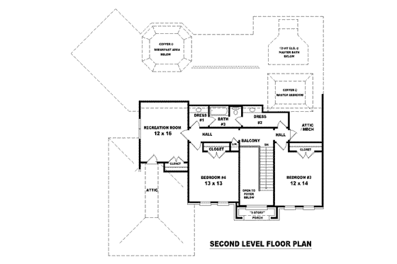 Floor Plan - Upper Floor for Traditional House Plan #81-1230 - 4 bed, 3.5 bath