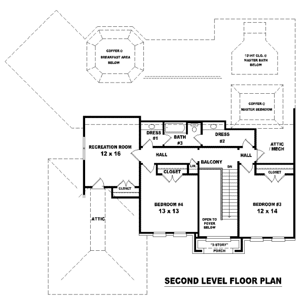 Floor Plan - Upper Floor for Traditional House Plan #81-1230 - 4 bed, 3.5 bath