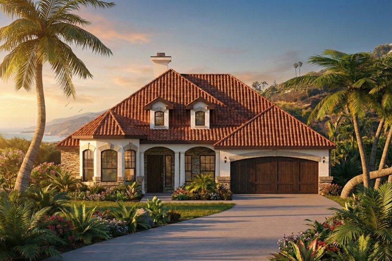 Dream House Plan - Mediterranean Exterior - Front Elevation Plan #80-143