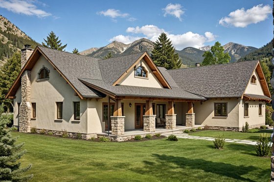 Exterior - Front Elevation for Traditional House Plan #117-151 - 2 bed, 3 bath