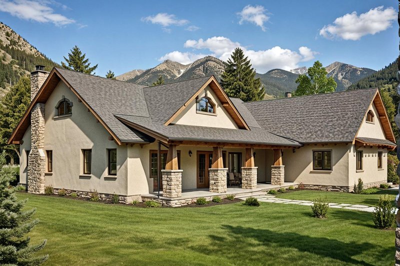 Exterior - Front Elevation 2 for Traditional House Plan #117-151 - 2 bed, 3 bath