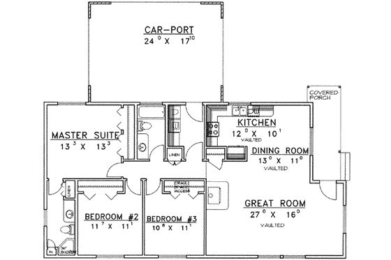 Floor Plan - Main Floor for Traditional House Plan #117-286 - 3 bed, 2 bath