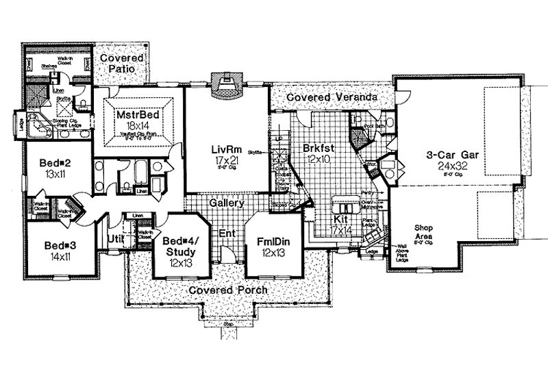 Home Plan - Floor Plan - Main Floor for Traditional House Plan #310-620 - 4 bed, 3 bath