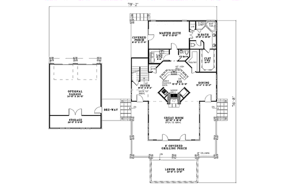 Floor Plan - Main Floor for Country House Plan #17-2361 - 4 bed, 3.5 bath