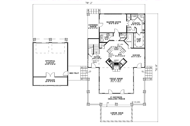 House Design - Floor Plan - Main Floor for Country House Plan #17-2361 - 4 bed, 3.5 bath