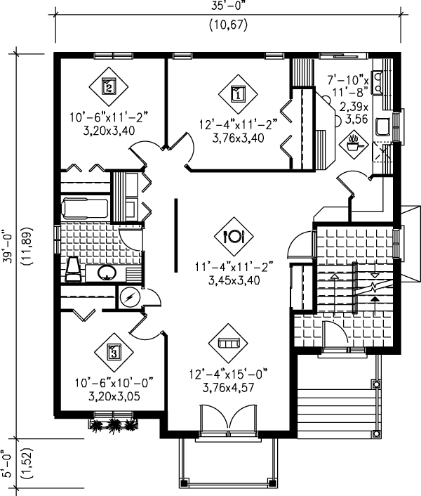 European Floor Plan - Main Floor Plan #25-303