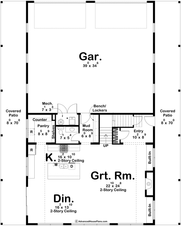 House Blueprint - Barndominium Floor Plan - Main Floor Plan #455-486
