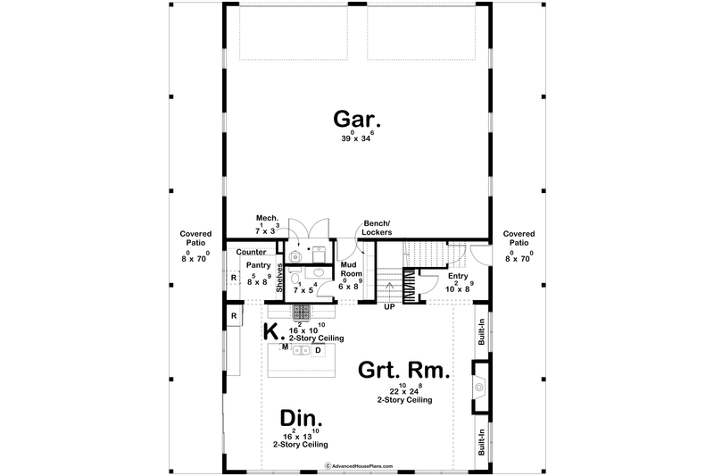 Dream House Plan - Floor Plan - Main Floor for Barndominium House Plan #455-486 - 3 bed, 2.5 bath