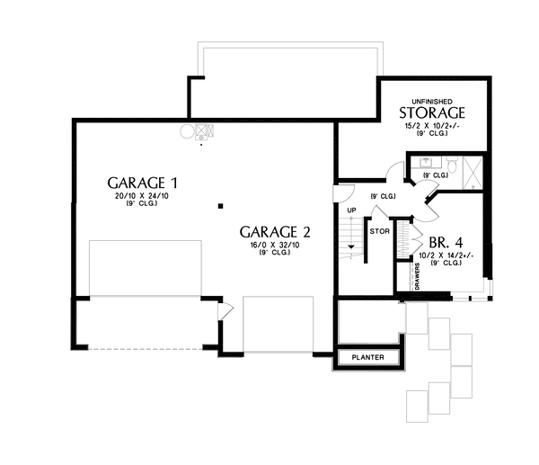 Architectural House Design - Prairie Floor Plan - Lower Floor Plan #48-1048