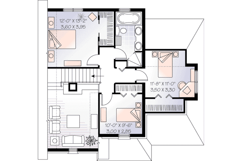 Dream House Plan - Floor Plan - Upper Floor for European House Plan #23-536 - 3 bed, 1.5 bath