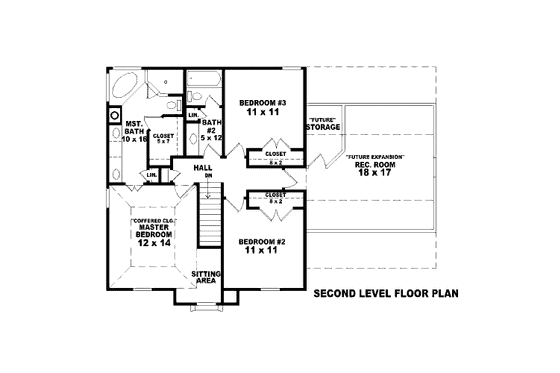 Floor Plan - Upper Floor for Traditional House Plan #81-13602 - 3 bed, 2.5 bath