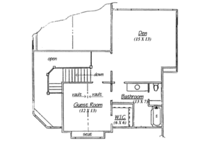 Floor Plan - Upper Floor for Country House Plan #5-184 - 3 bed, 2.5 bath