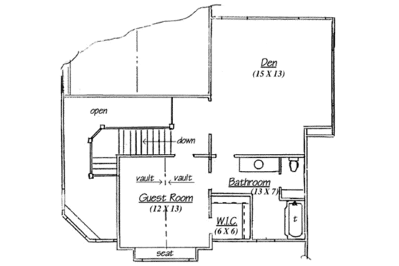 Floor Plan - Upper Floor for Country House Plan #5-184 - 3 bed, 2.5 bath
