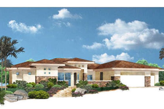 Exterior - Front Elevation for Mediterranean House Plan #24-271 - 5 bed, 4.5 bath