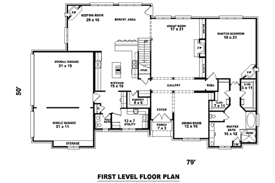 Floor Plan - Main Floor for European House Plan #81-1289 - 4 bed, 3.5 bath